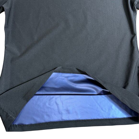 New Large Black Sauna Shirt Short Sleeve Sweat Workout Top Athletic Blue Waist - Picture 3 of 4